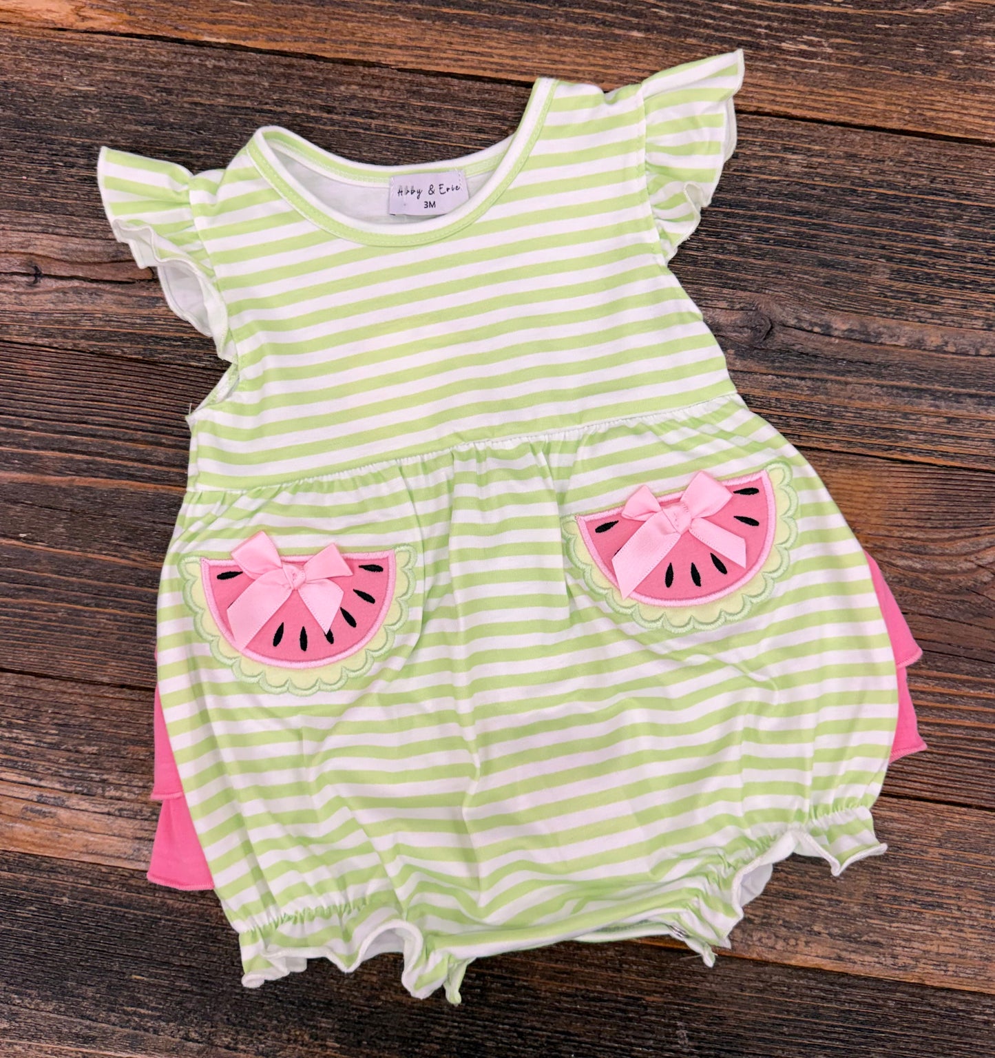 Watermelon Ruffle Stripe Bubble