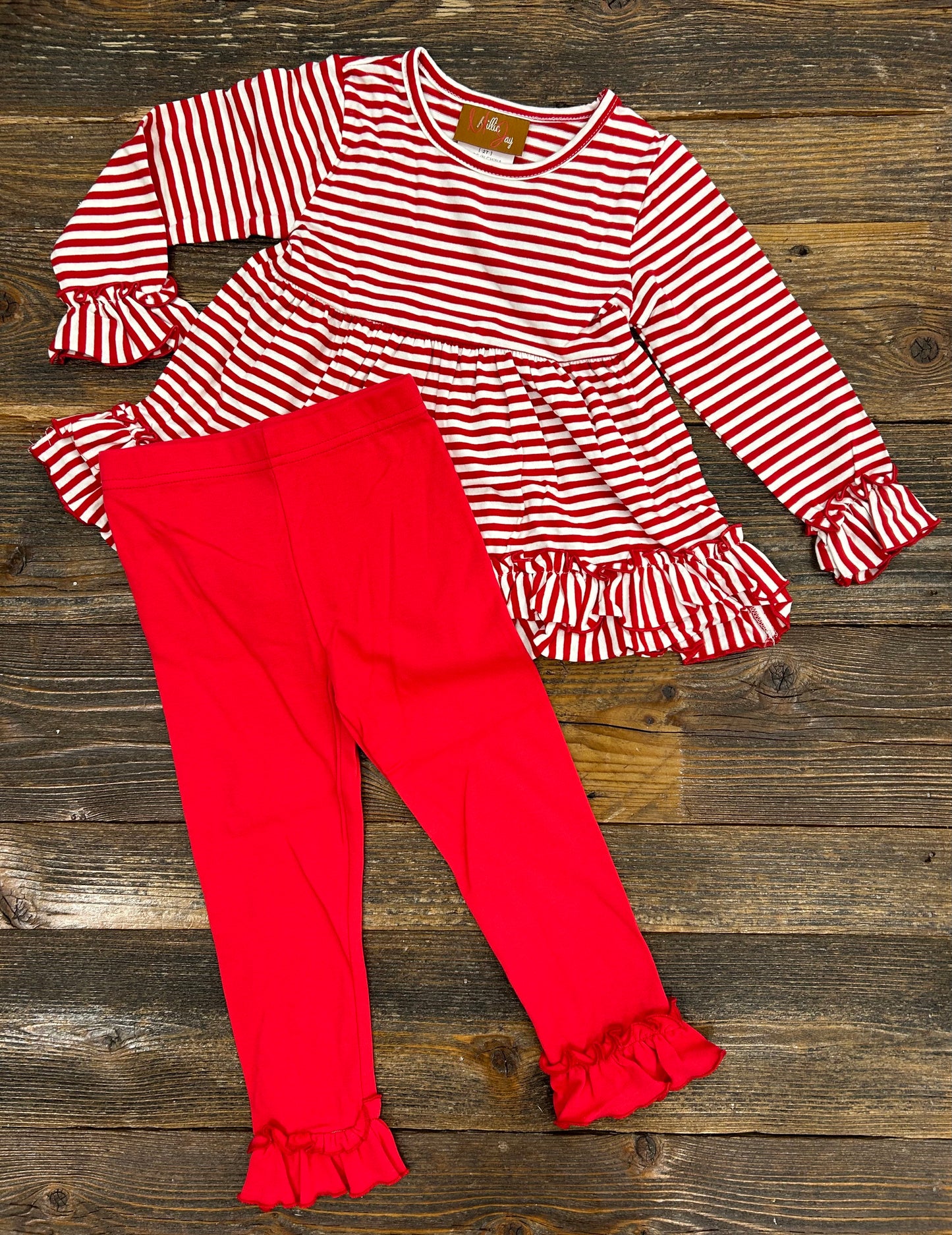 Millie Jay Red Mila Ruffle Pant Set