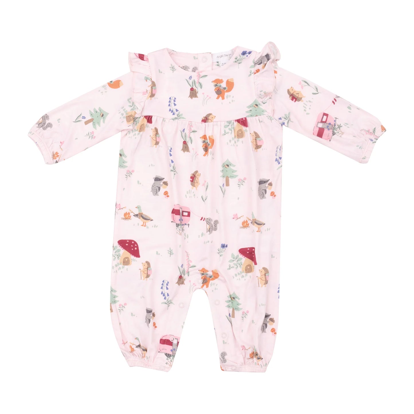 Angel Dear Cute Animal Campers Ruffle Sleeve Romper