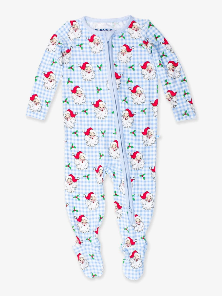 RuggedButts Blue Dear Santa One Piece Footie Pajama