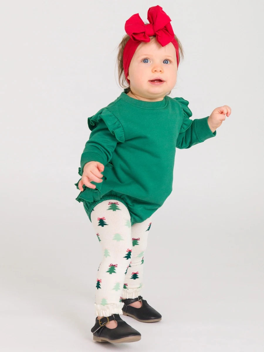 RuffleButts Spruced Up Patterned Footless Ruffle Tights