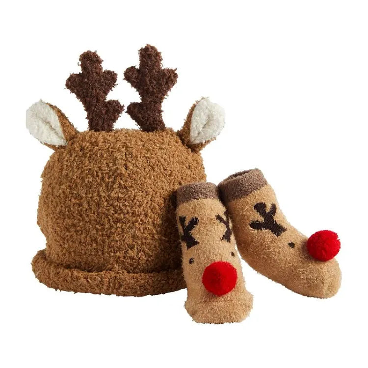 Mudpie Christmas Sock and Hat Set