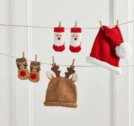 Mudpie Christmas Sock and Hat Set