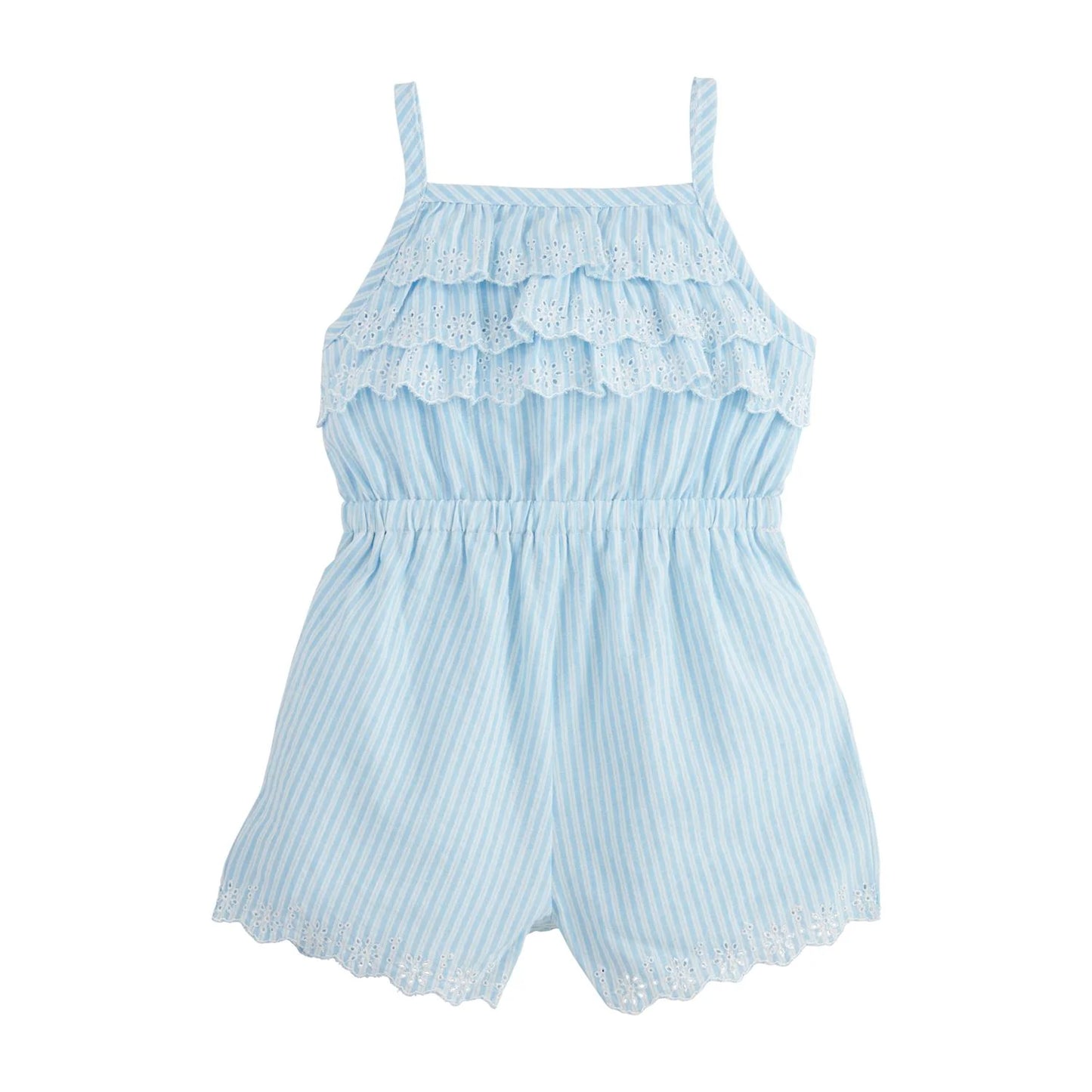 Mudpie Blue Stripe Eyelet Romper