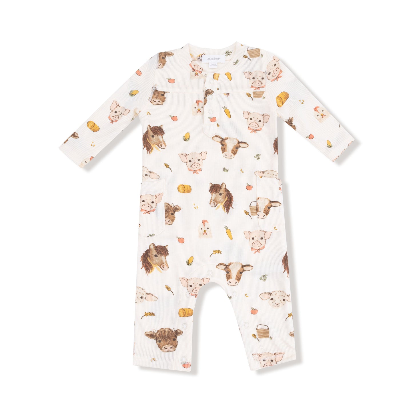 Angel Dear Vintage Baby Farm Animals Uni Romper