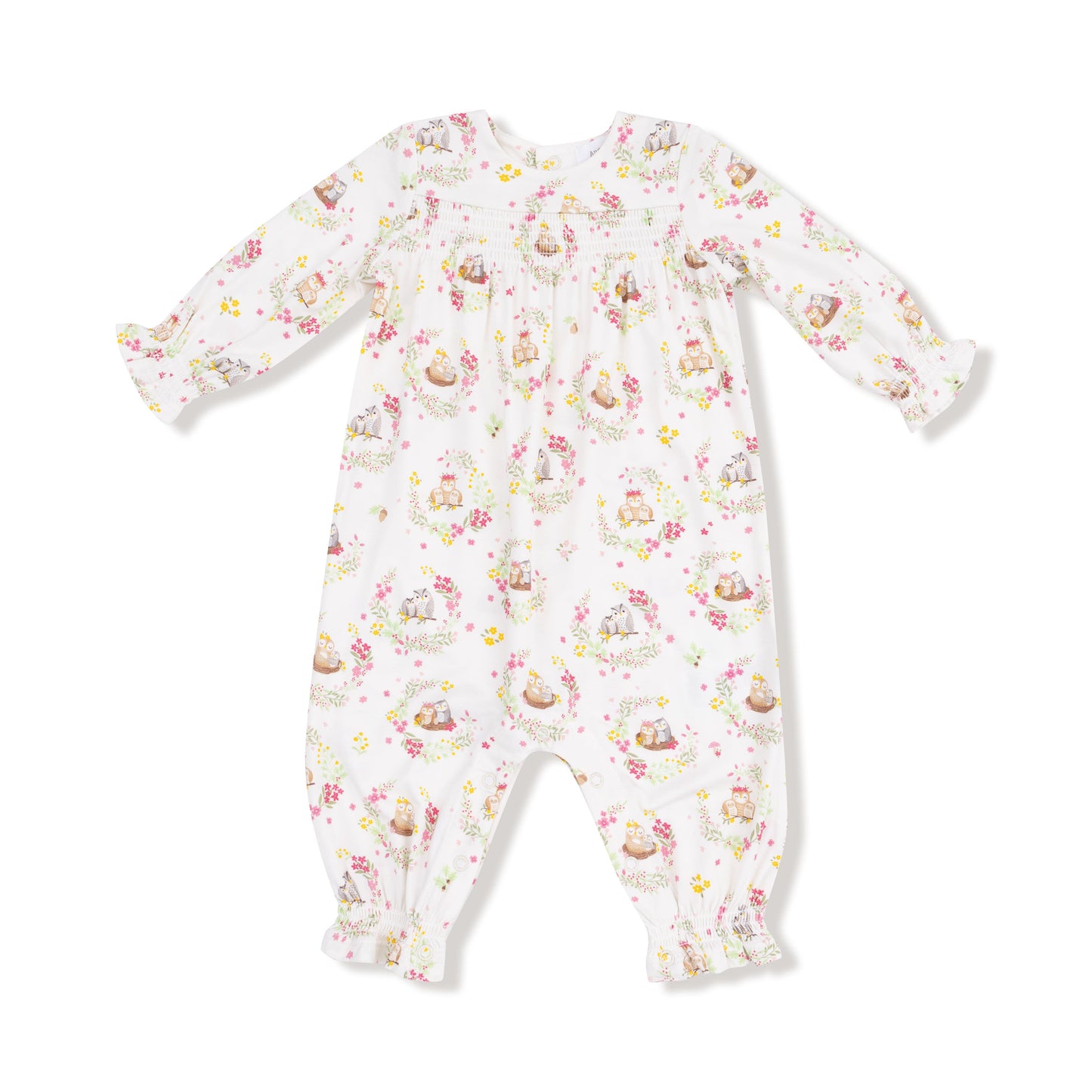 Angel Dear Floral Owl Families Smocked Romper