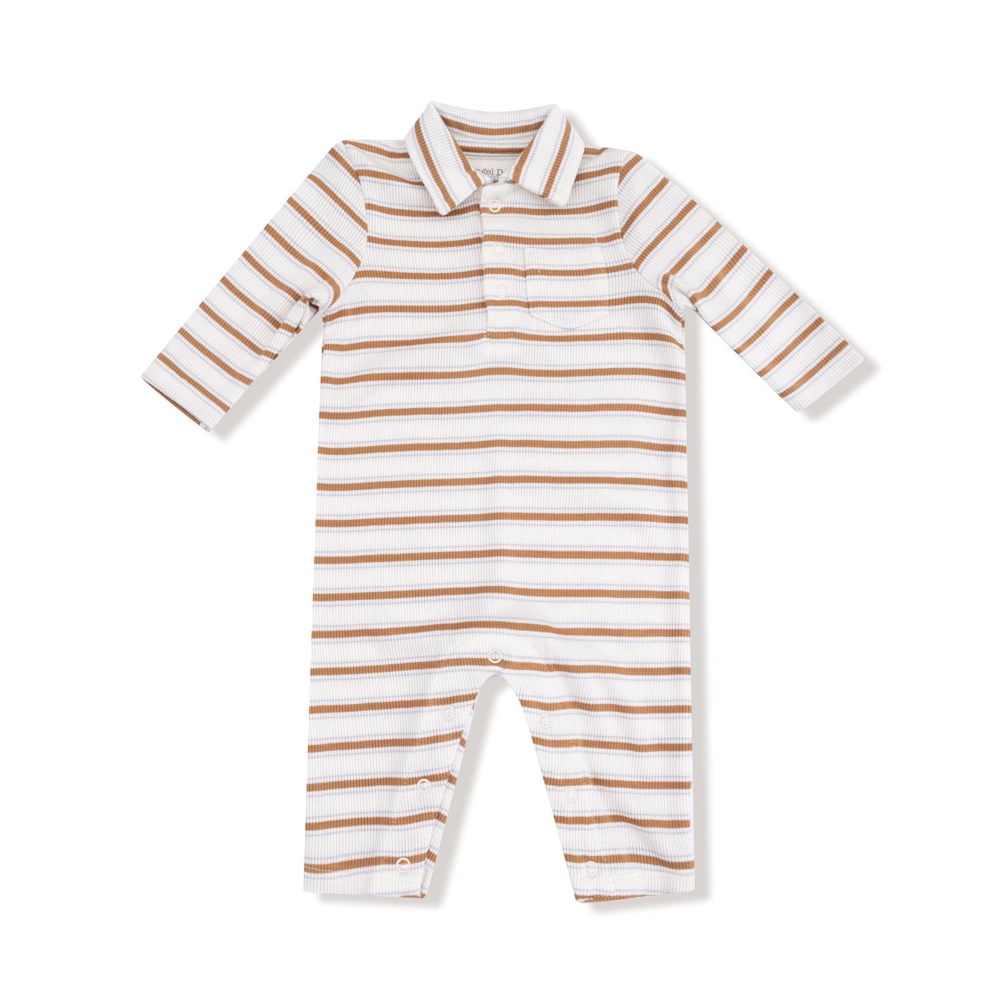 Angel Dear Brown Vintage Stripe Polo Romper