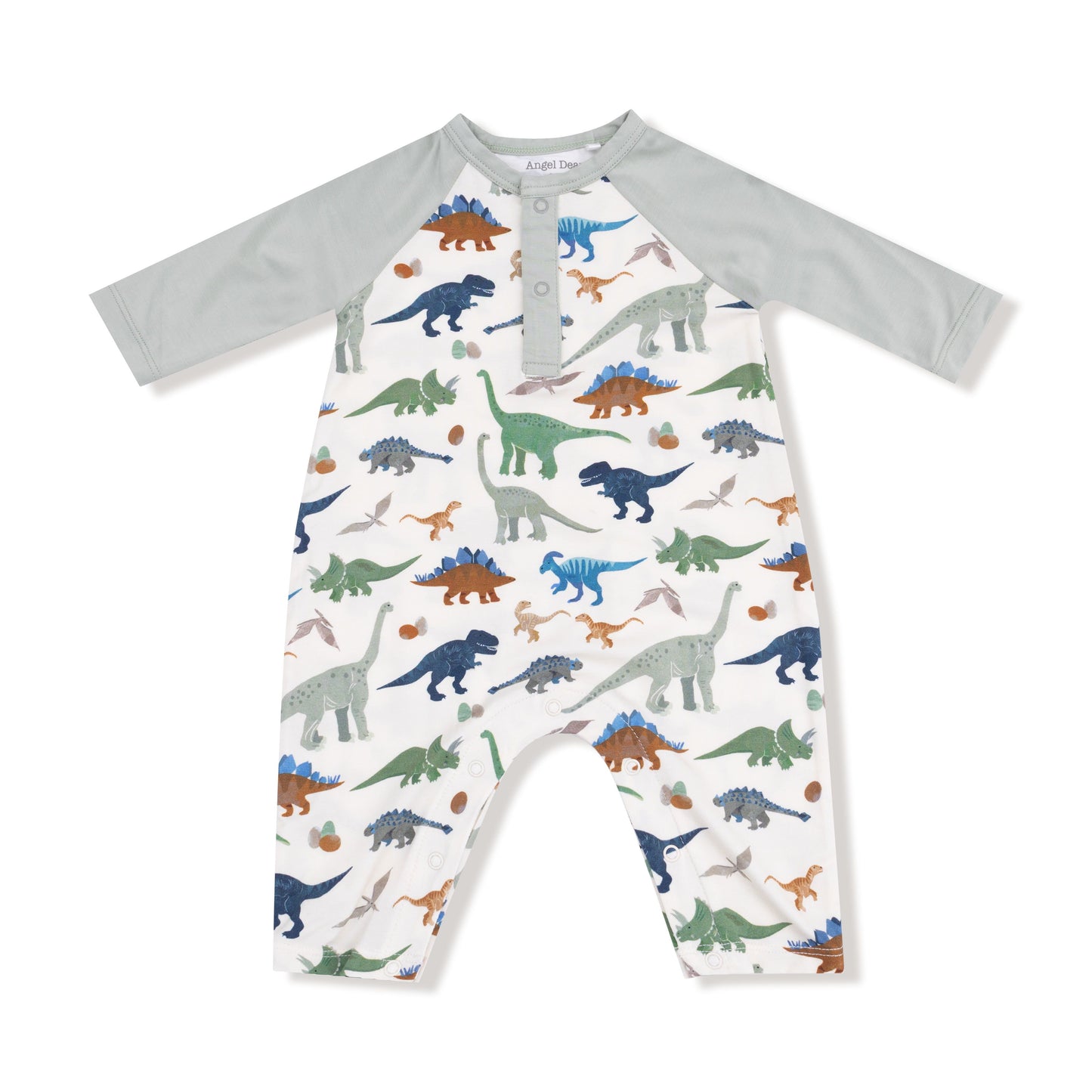 Angel Dear Washy Dinos Longsleeve Raglan Henley Romper