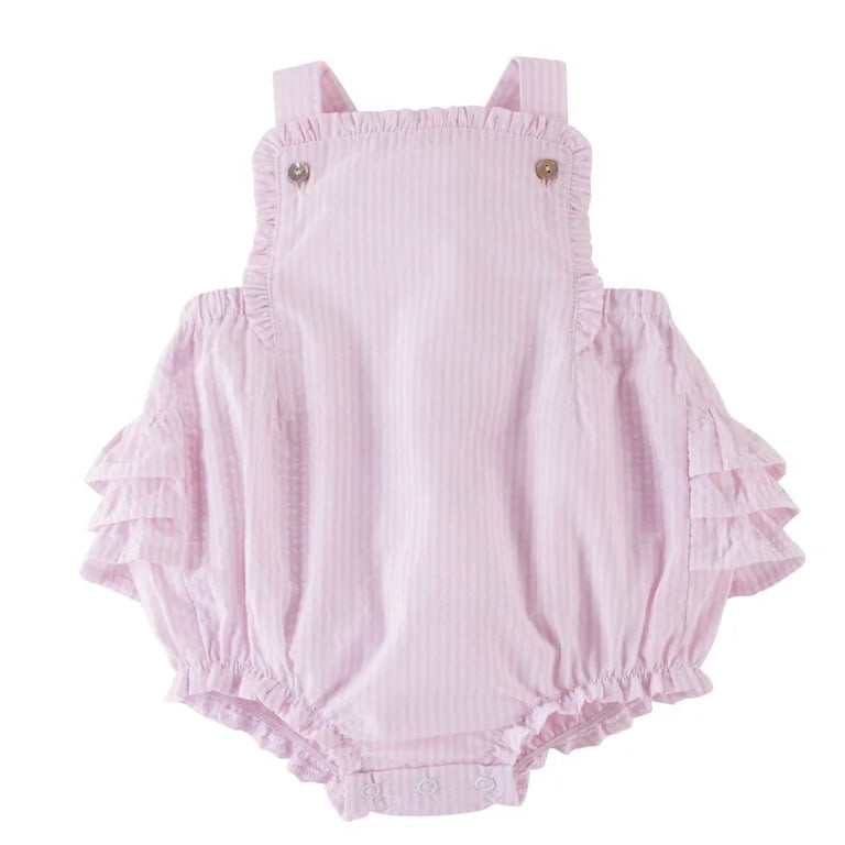 Mudpie Pink Seersucker Sunsuit