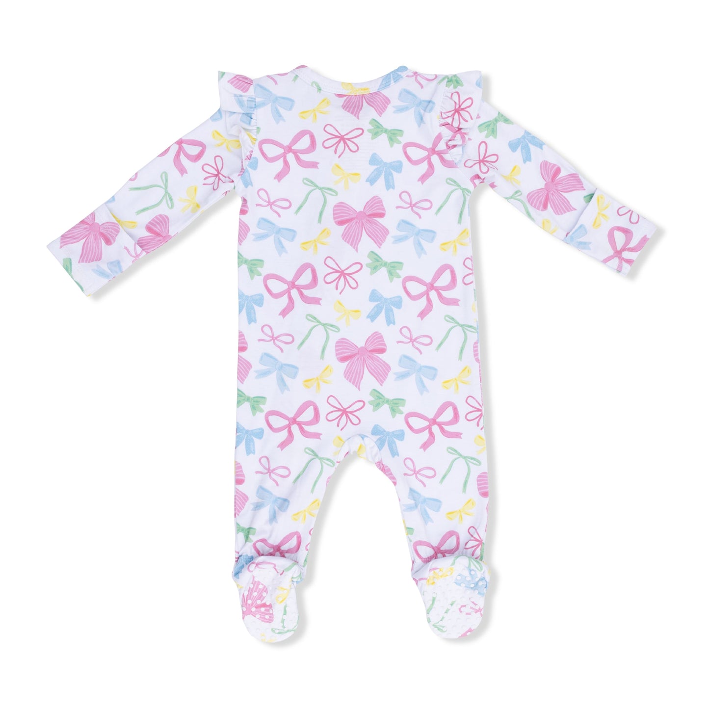 Angel Dear Sweet Bows 2 Way Ruffle Sleeve Zipper Footie