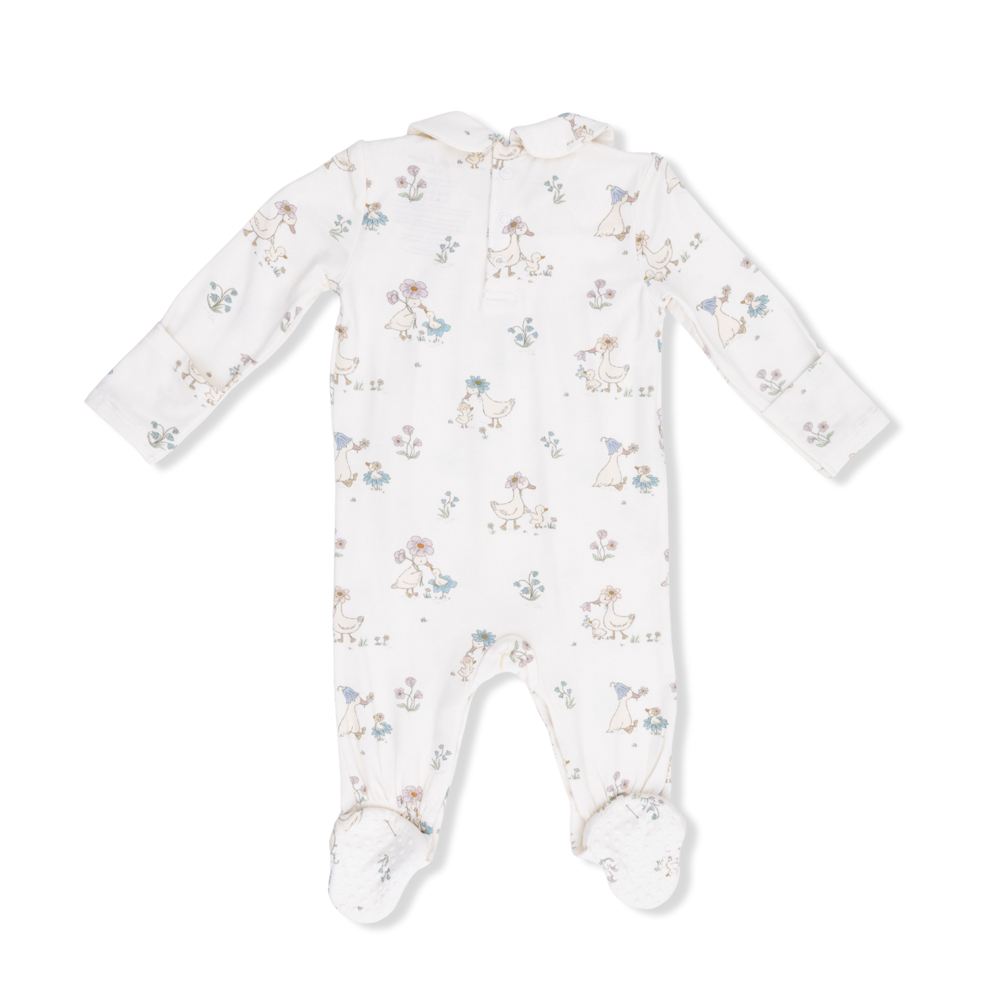 Angel Dear Flower Ducklings Smocked Peter Pan Snap Footie