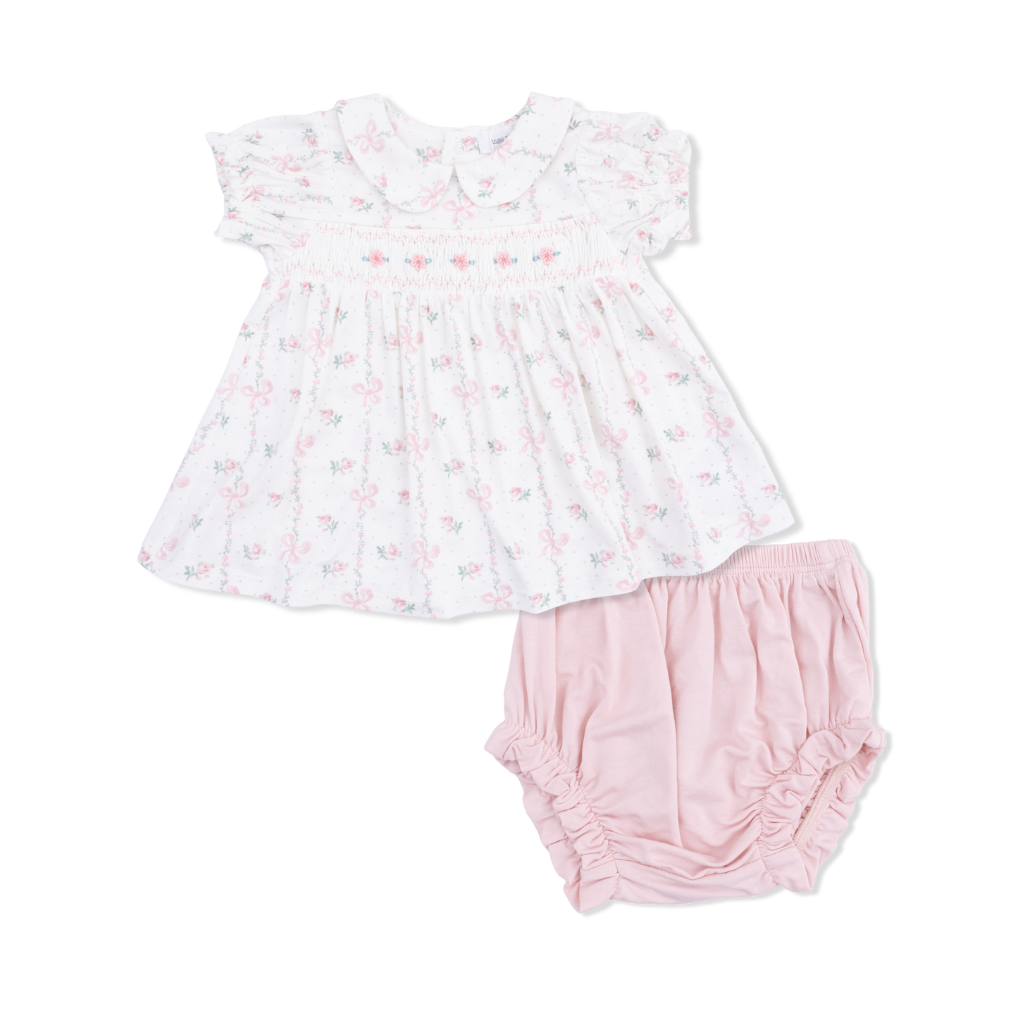 Angel Dear Dainty Buds & Bows Smocked Dress Set