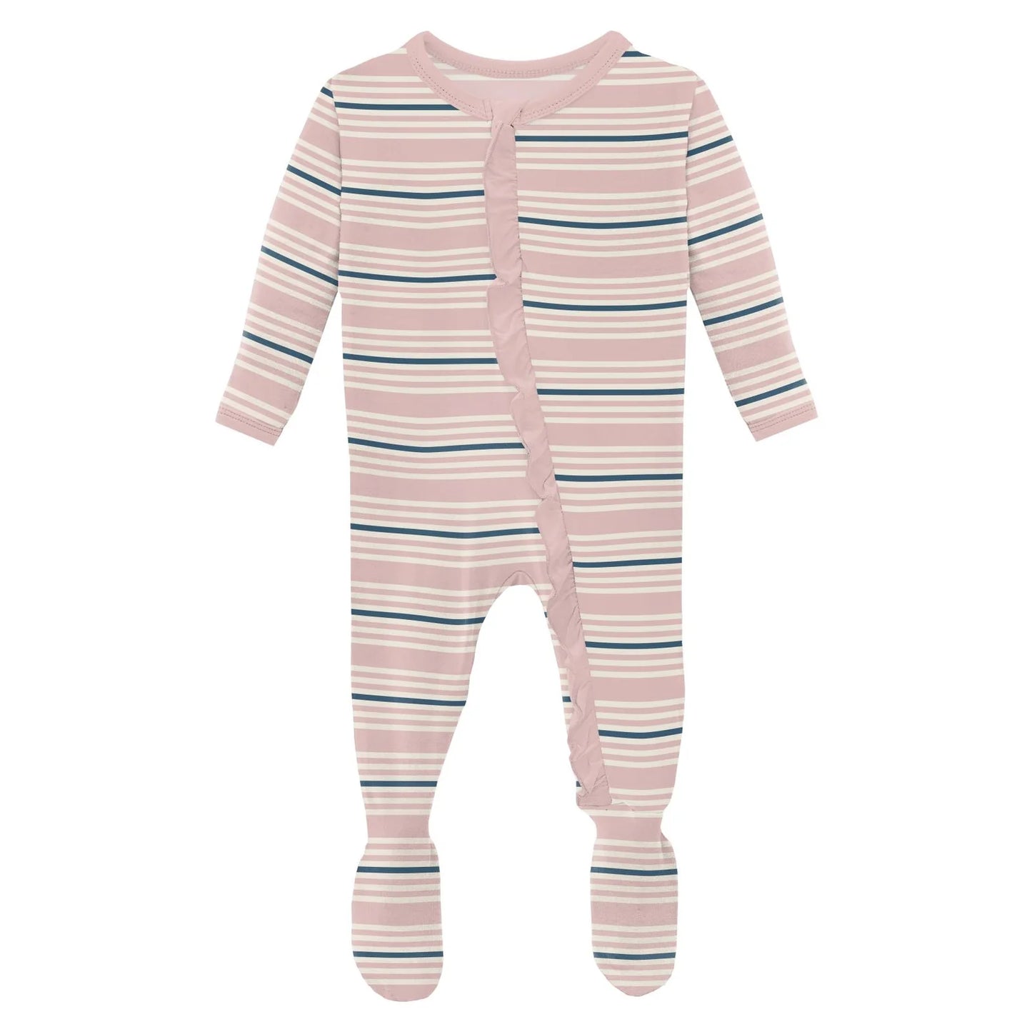 Kickee Flotsam Stripe Ruffle Footie