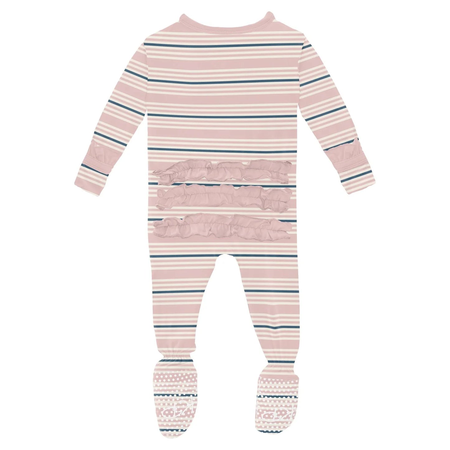 Kickee Flotsam Stripe Ruffle Footie