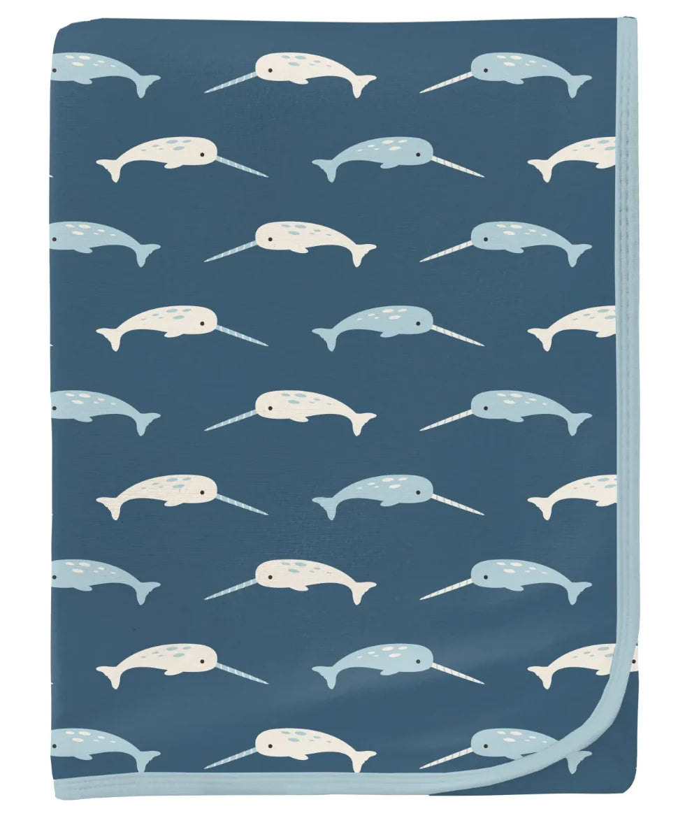 Kickee Deep Sea Narwhal Swaddling Blanket