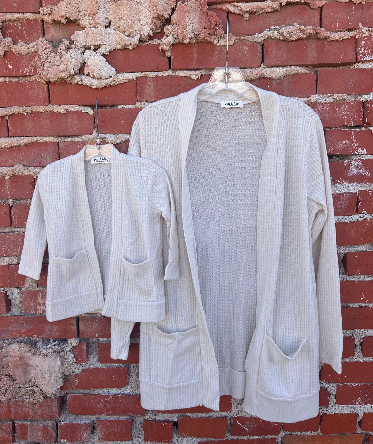 Perfect Peach Mommy & Me Waffle Knit Cardigan