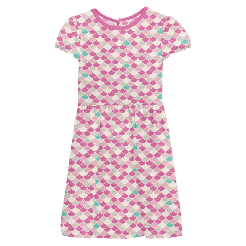 Kickee Tulip Scales Flutter Sleeve Twirl Dress With Pockets