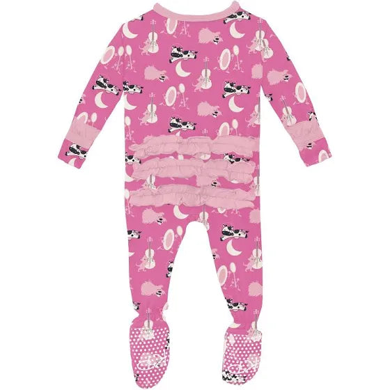 Kickee Tulip Hey Diddle Diddle Classic Ruffle Footie With 2 Way Zipper