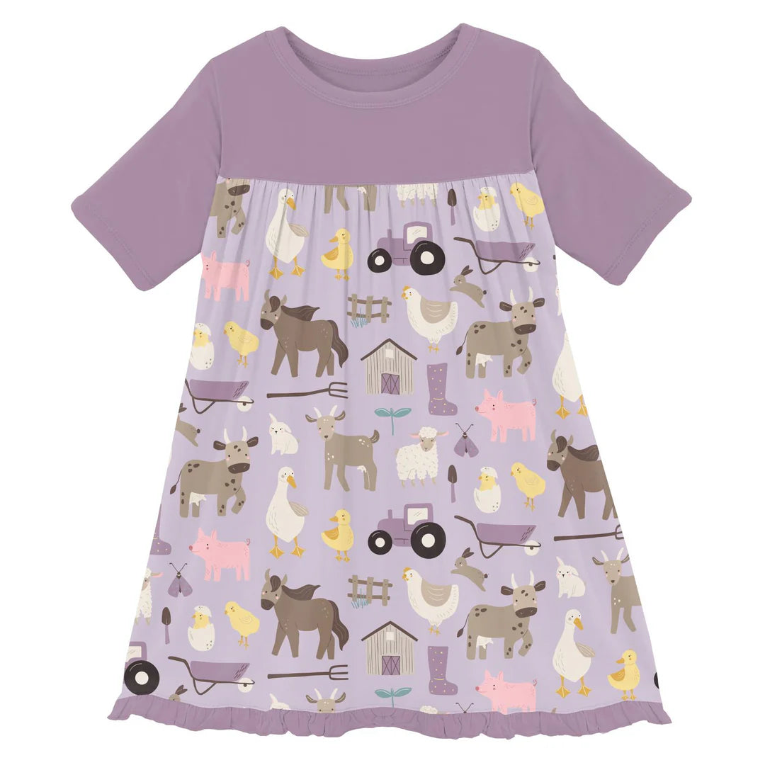 Kickee Pants Thistle Morning on the Farm Short Sleeve Swing Dress