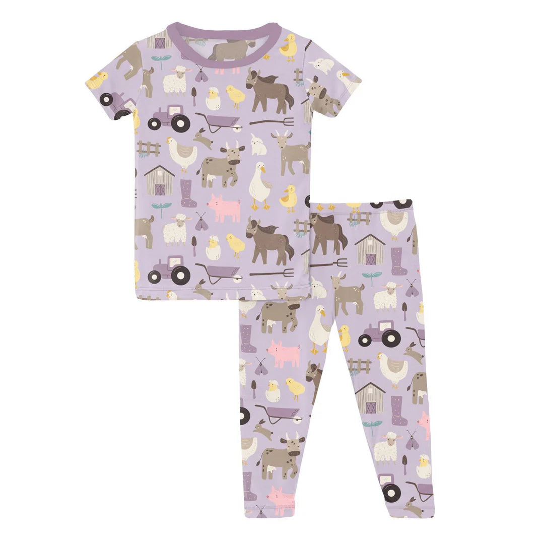 Kickee Pants Thistle Morning on the Farm Short Sleeve PJ Set
