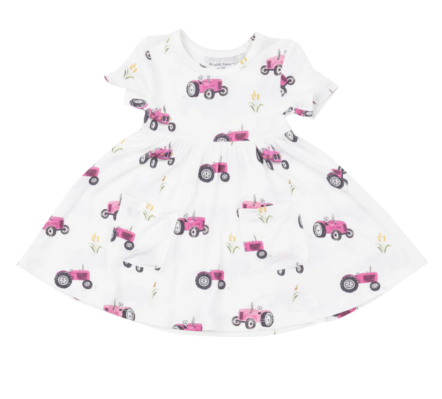 Angel Dear Pink Tractors Twirly S/S Dress