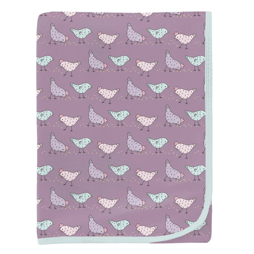 Kickee Pants Lavender Chickens Swaddling Blanket