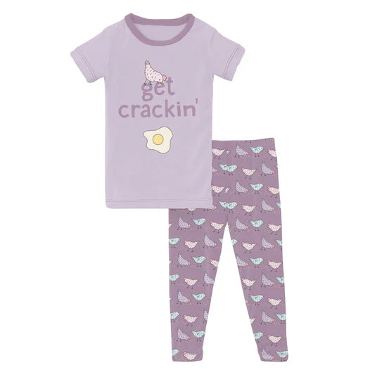 Kickee Pants Lavender Chickens Short Sleeve Graphic Tee PJ Set
