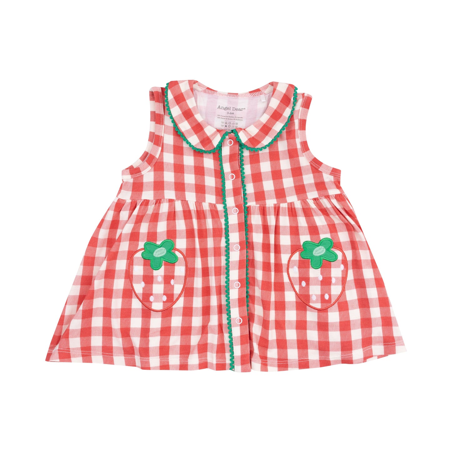 Angel Dear Strawberry Button Front Dress with Ric Rac Trim