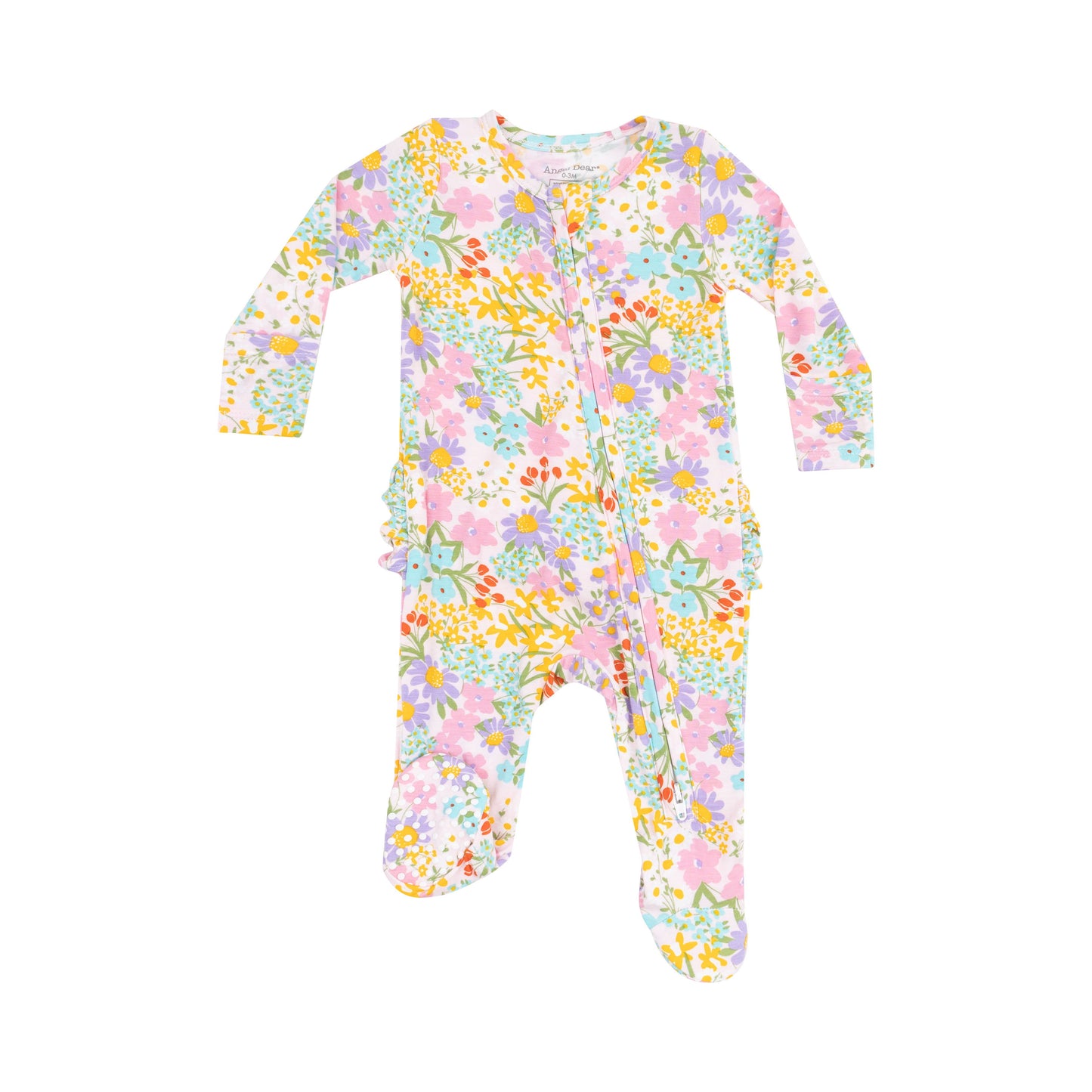 Angel Dear Amelia Floral 2 Way Zipper Ruffle Back Footie