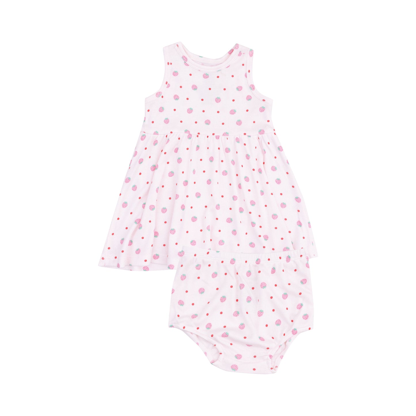 Angel Dear Strawberry Swiss Dot Rib Tank Dress & Bloomer Set