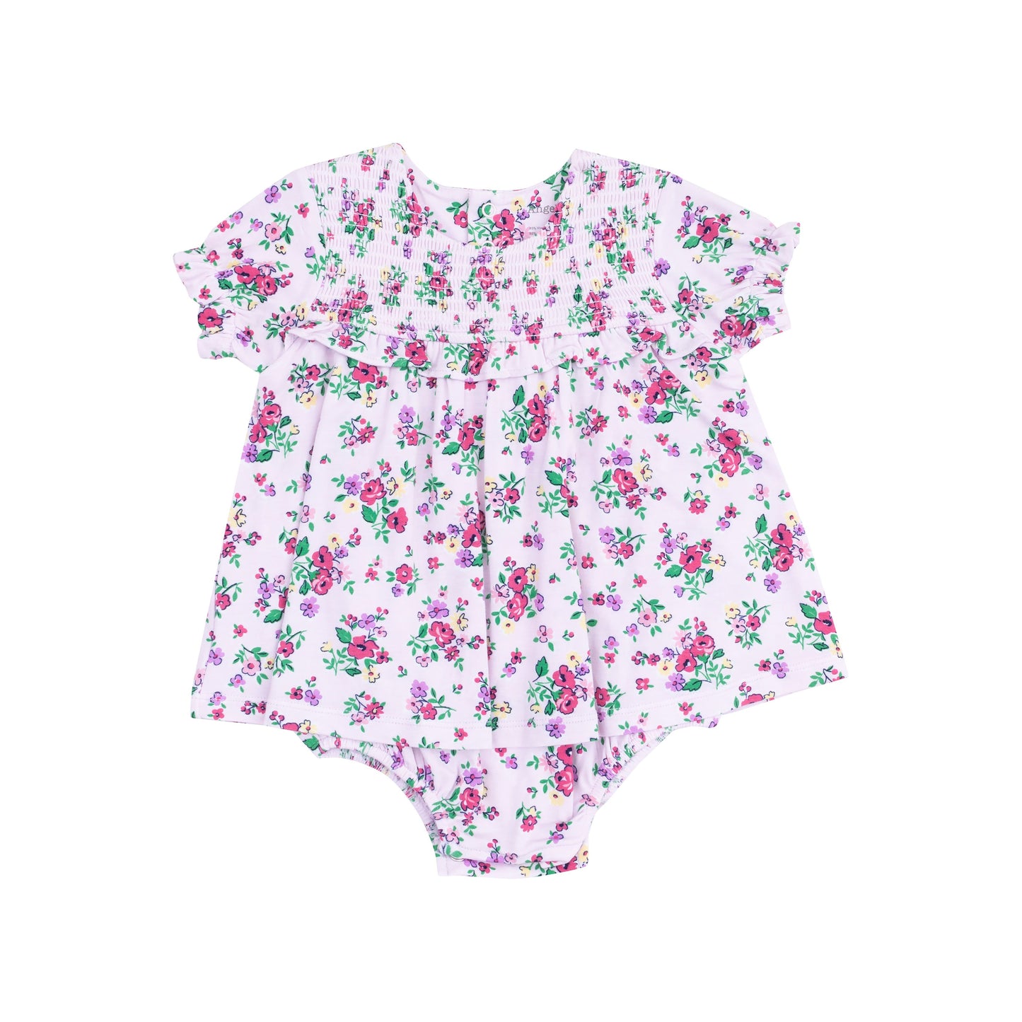 Angel Dear Preppy Roses Smocked Ruffle Bubble with Skirt