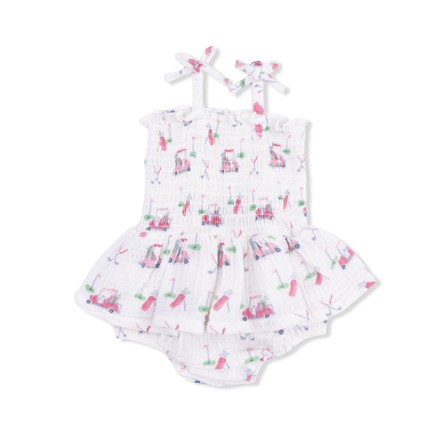 Angel Dear Baby Golf Carts Pink Smocked Bubble with Skirt