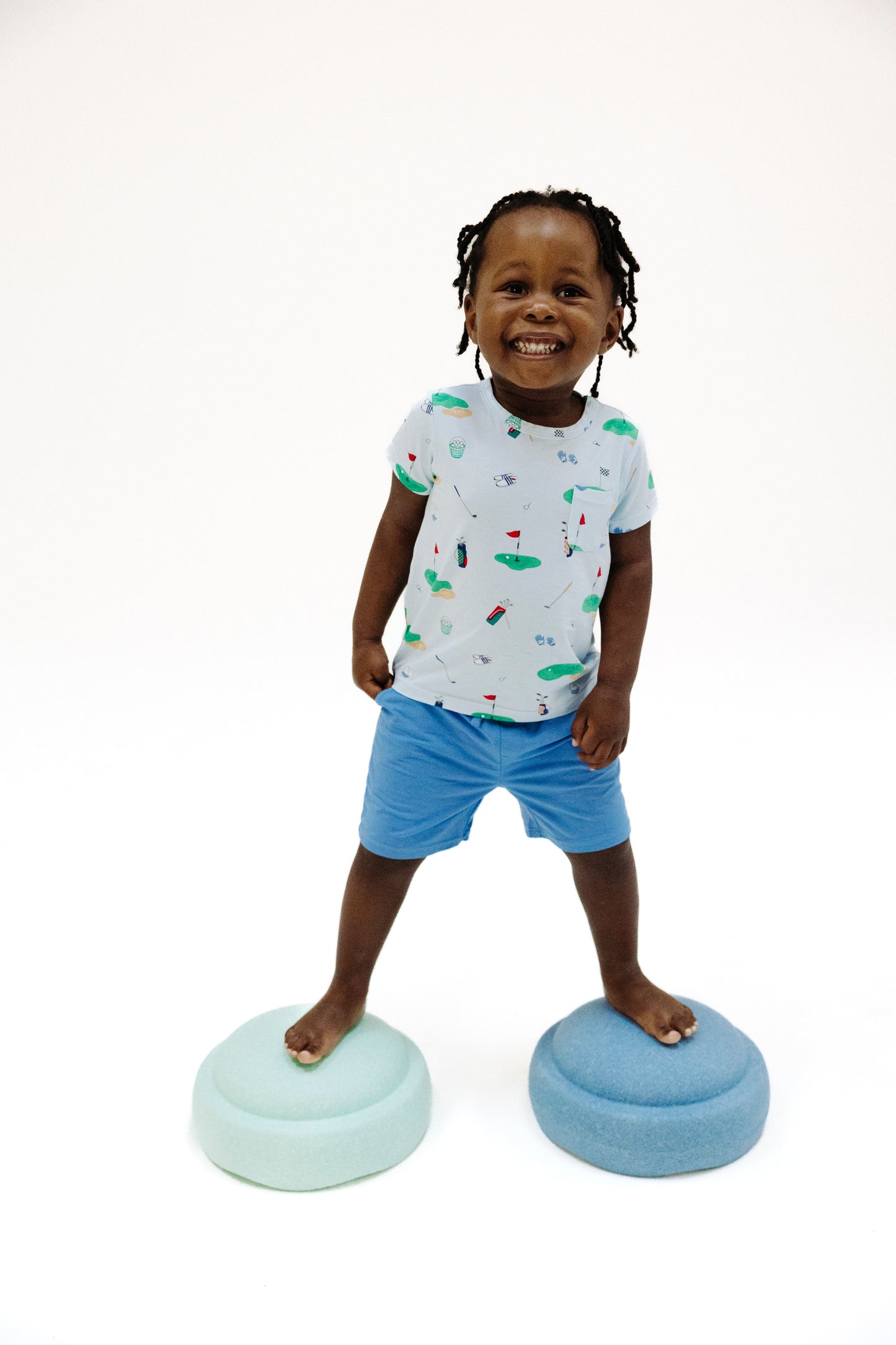 Angel Dear Golf Things Blue Crew Neck Tee & Short Set