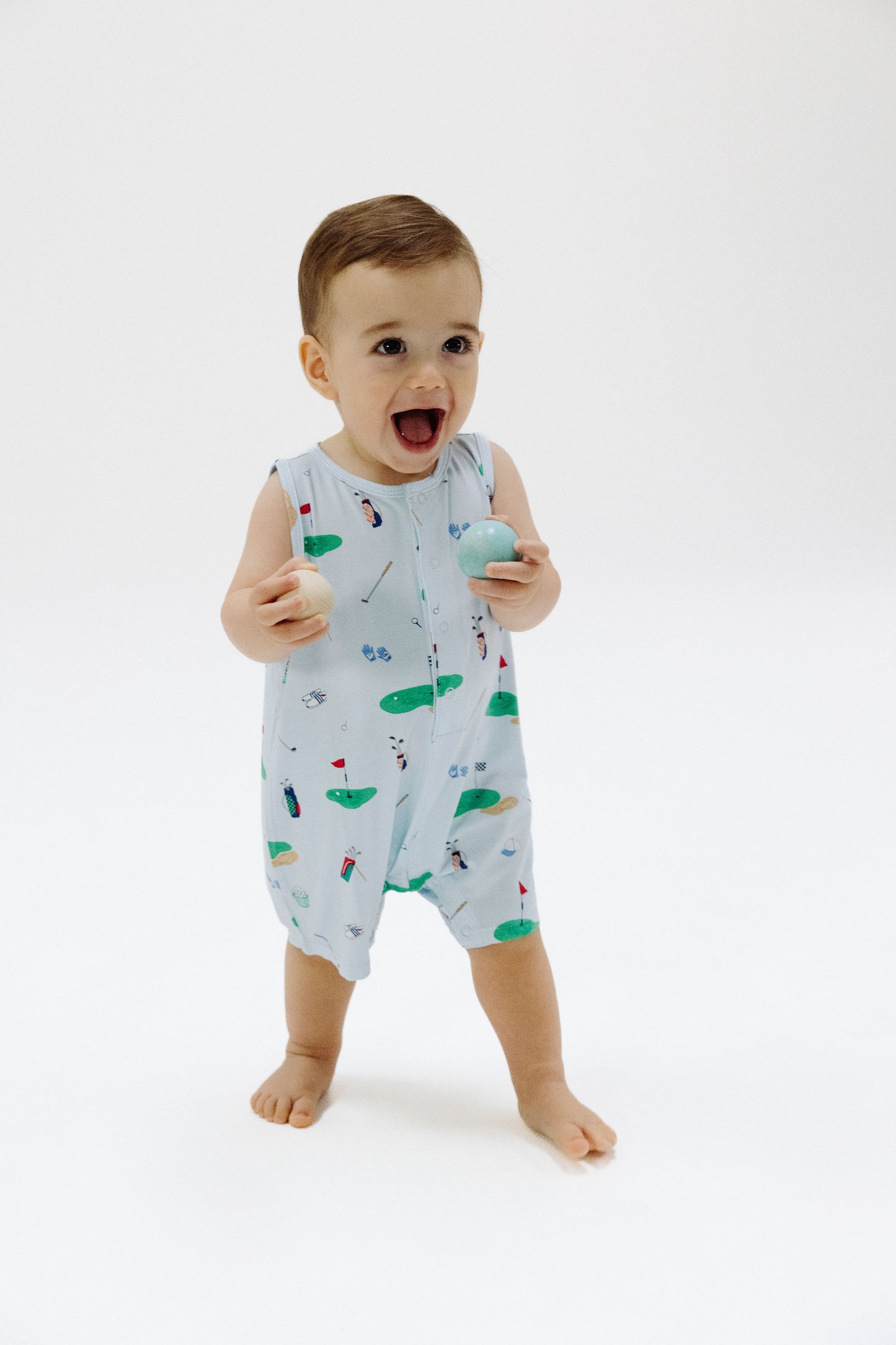Angel Dear Golf Things Blue Sleeveless Shortie Romper