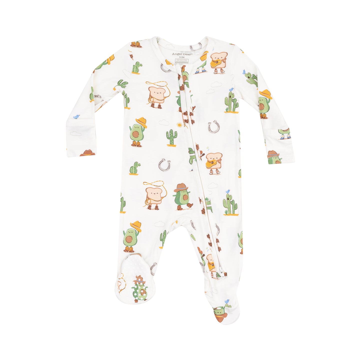 Angel Dear Avocado Toast Western 2 Way Zipper Footie