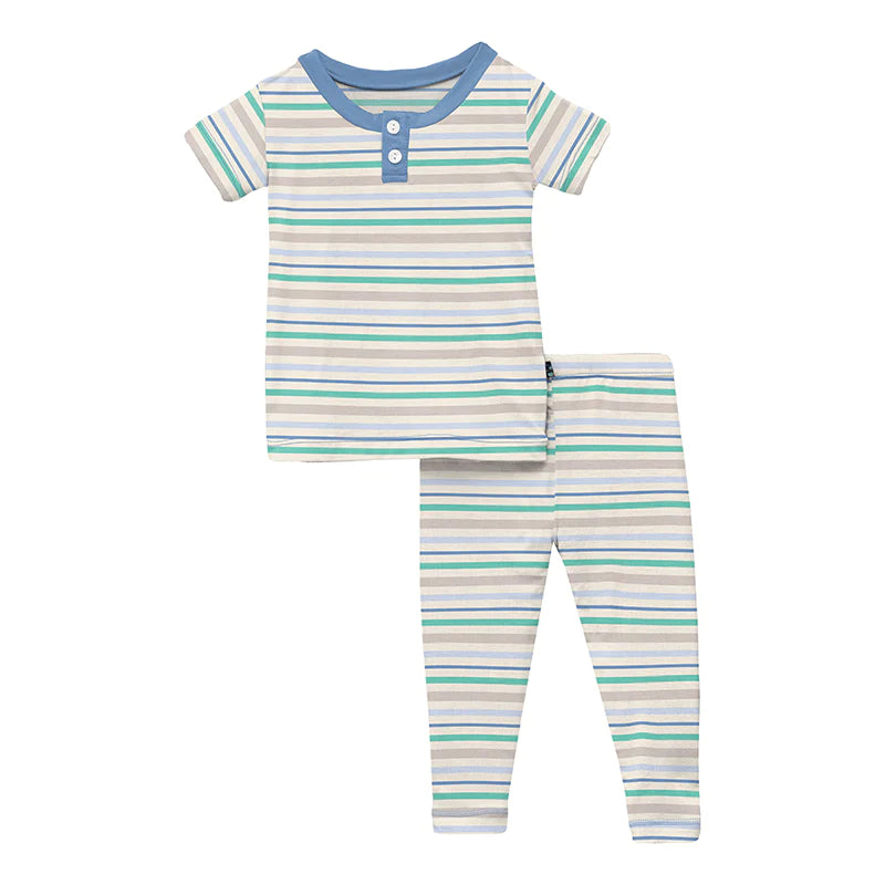 Kickee Mythical Stripe SS Henley Pajama Set