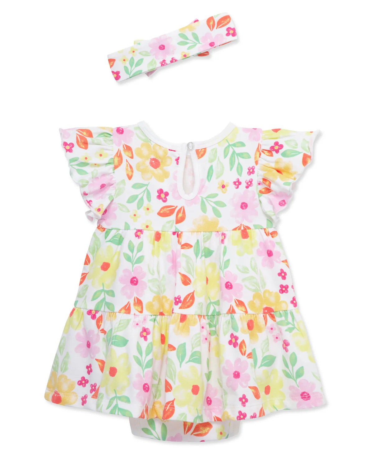 Little Me Spring Floral Bodysuit Dress