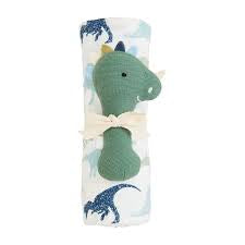 Mudpie Swaddle & Rattle Set
