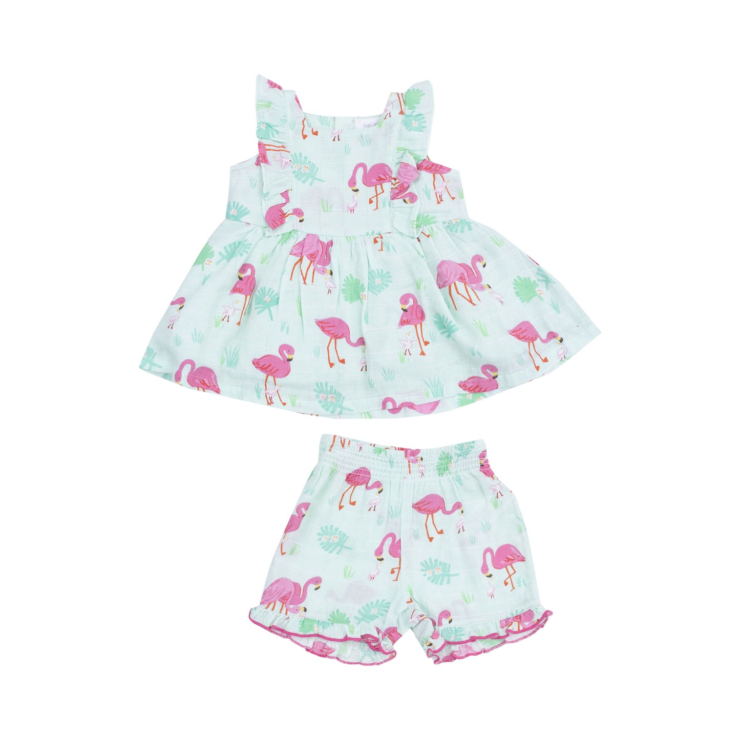 Angel Dear Flamingos Square Neck Ruffle Tank & Short Set