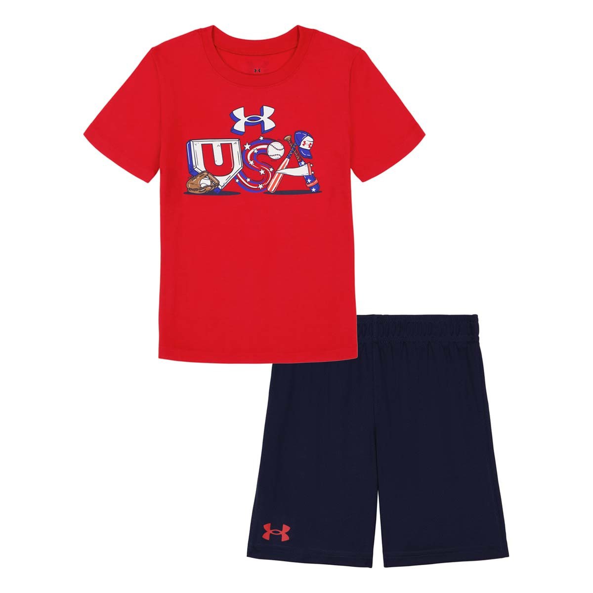 Under Armour Red USA Baseball Short Set