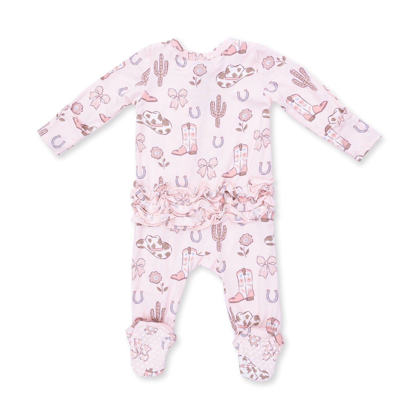 Angel Dear Cowgirl Boots & Bows 2 Way Ruffle Back Zipper Footie