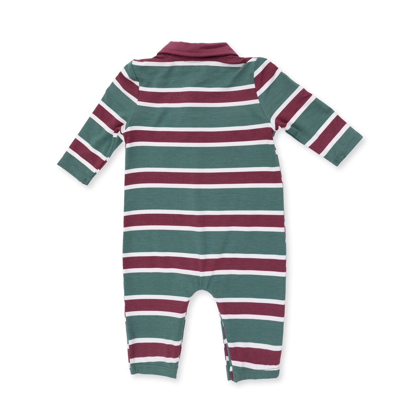 Angel Dear Rugby Stripe Green Polo Romper