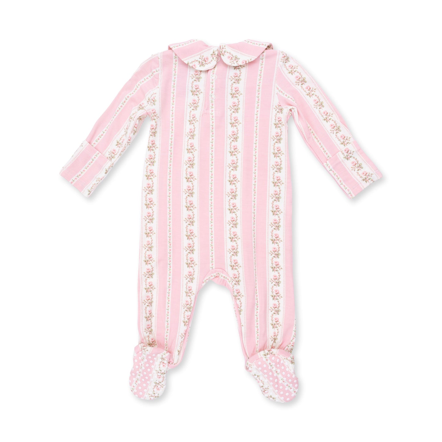 Angel Dear Antoinette Stripe Smocked Peter Pan Snap Footie