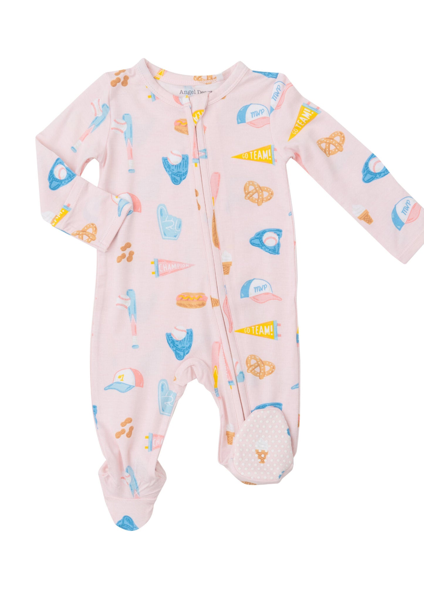 Angel Dear Pink Baseball 2 Way Zipper Footie