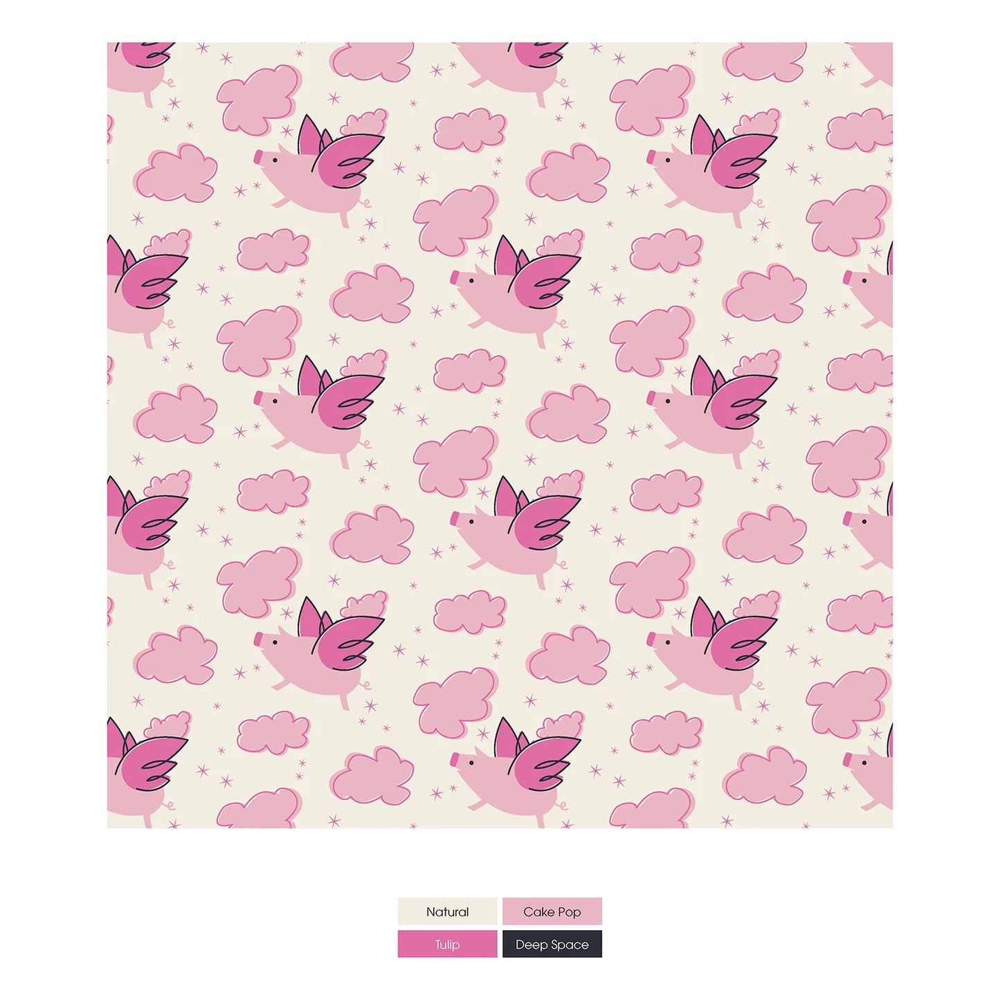 Kickee Natural Flying Pigs Convertible Sleeper