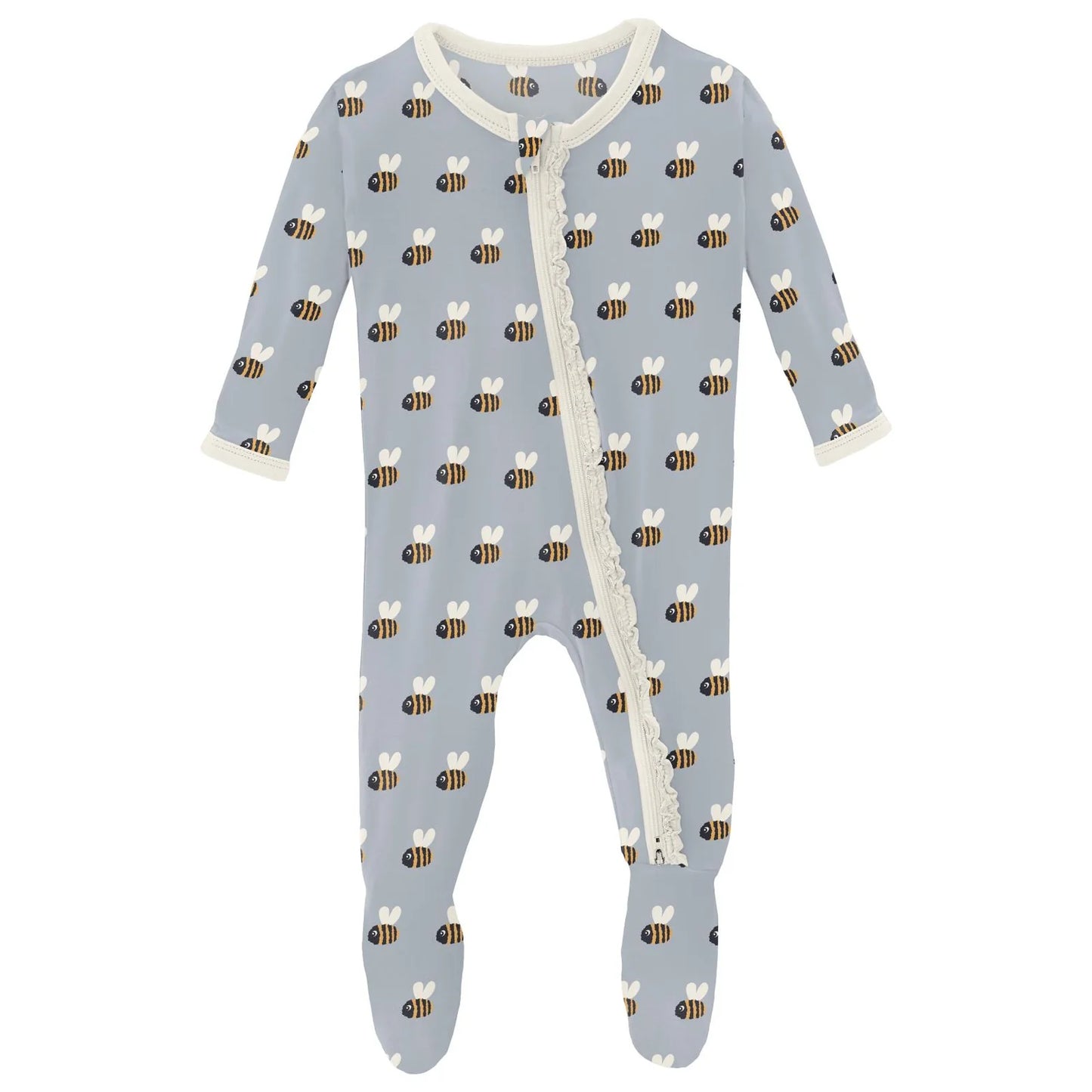 Kickee Pearl Blue Baby Bumblebee Footie