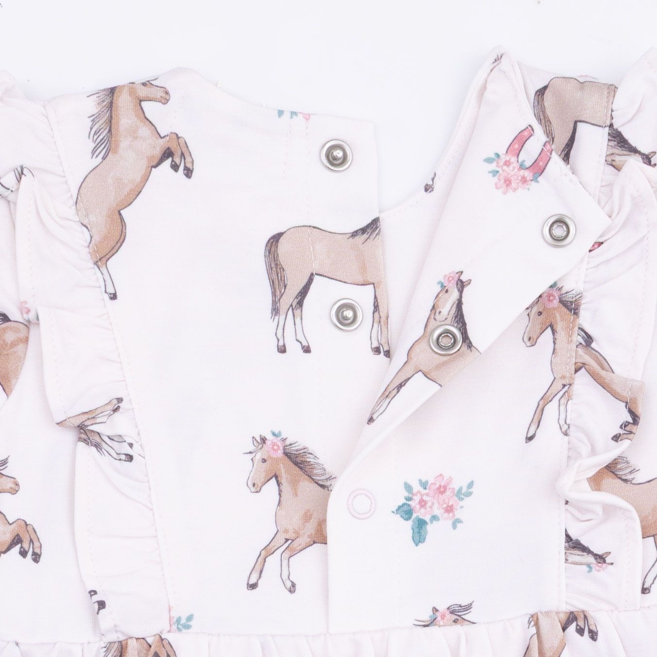 Angel Dear I Love Horses Long Sleeve Ruffle Bodysuit Dress