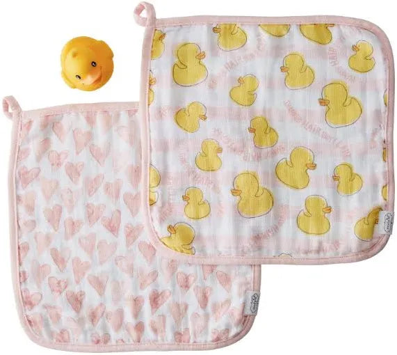 Mudpie Farmhouse Muslin Washcloth & Rubber Toy Set