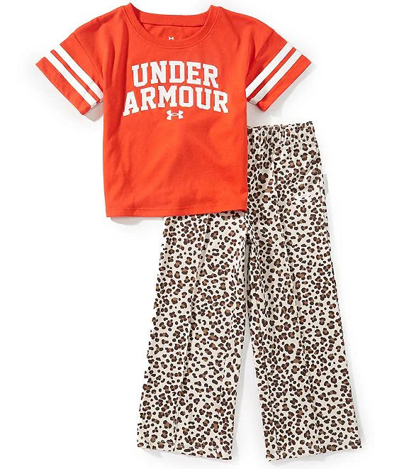 Under Armour Anthem Red Top & Leopard Pant Set