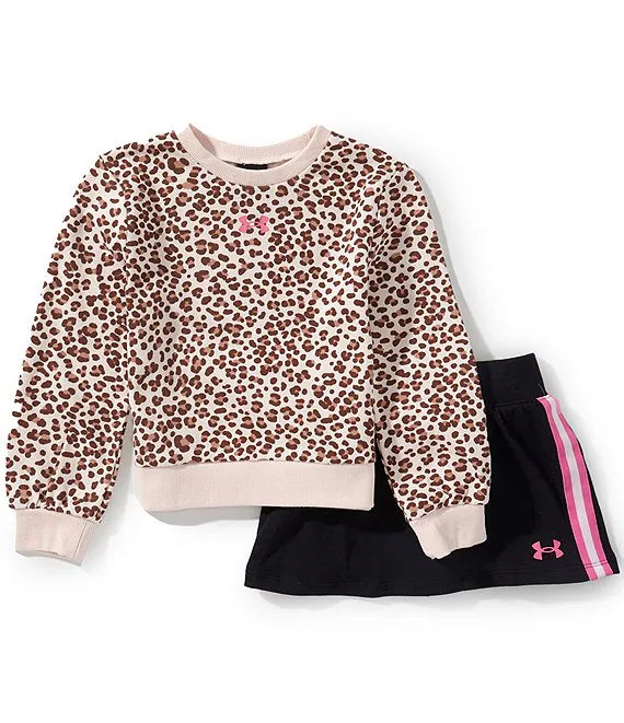 Under Armour Apex Pink Simple Leopard & Black Skort Set